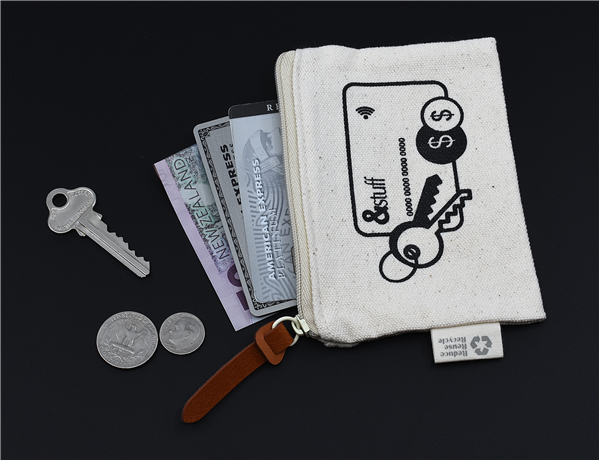 Calico Card & Key Pouch 8.5cm x 13cm