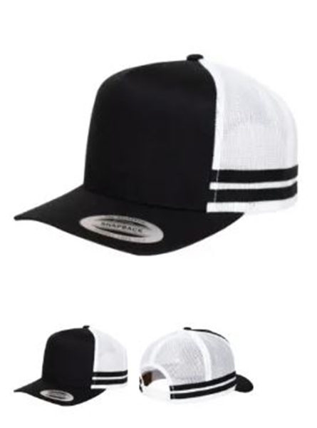 Customizable A-Frame Stripe Cap – High-Profile Snapback, 65% Polyester & 35% Cotton