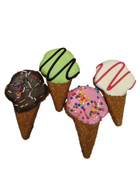 Little Ice Cream Cone Gourmet Dog Cookies 1pce - Individually Wrapped