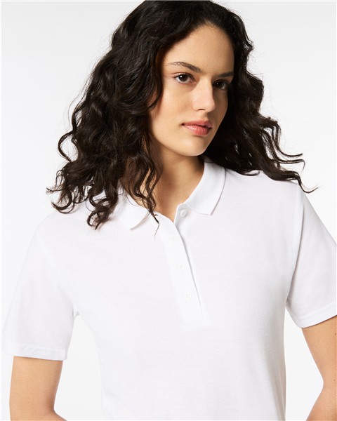 64800L LADIES SOFTSTYLE DOUBLE PIQUE NECK