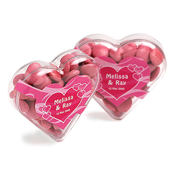 Acrylic Heart filled with Choc Beans 50g