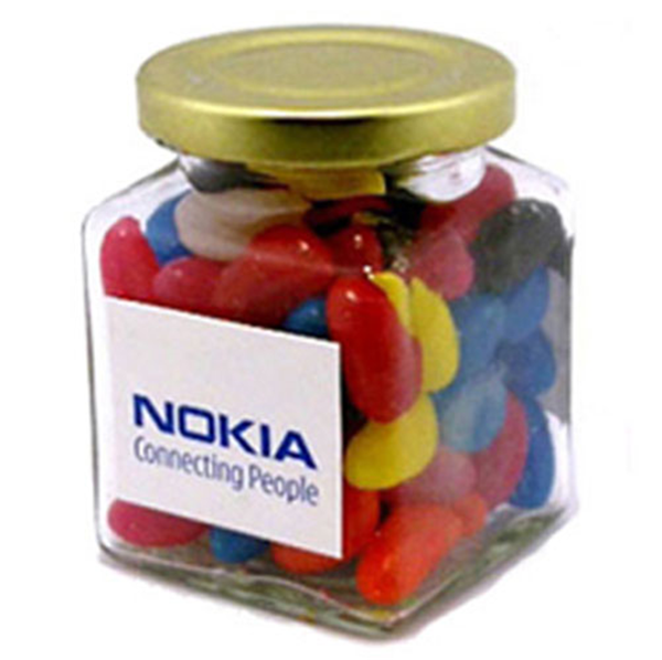 Glass Square jar with Jelly Beans 170g