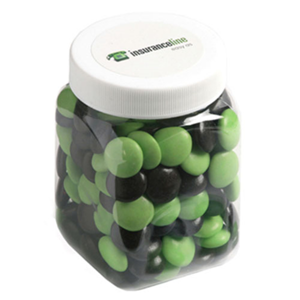 Square Plastic Jar with Choc Beans 180g