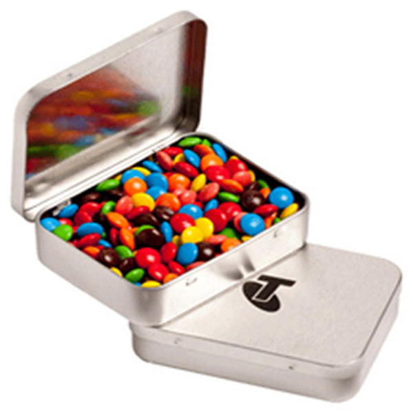 Rectangle Hinge Tin filled with M&Ms 65g