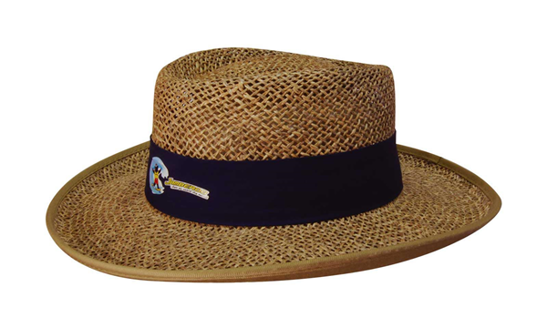 Straw Sports hat with material under the brim