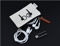 Calico Earphone Pouch 8.5cm x 13cm