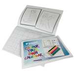 A4 colouring in calendar 24pp + cover (4/1) bag with pencils