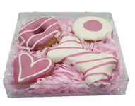 DOG TREAT GIFT BOX - MIXED PINK COOKIES FOR DOGS 4 PCE