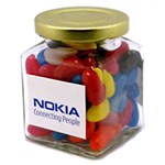 Glass Square jar with Jelly Beans 170g
