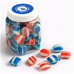 Square Plastic Jar with Humbugs 150g