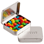 Rectangle Hinge Tin filled with Chewy Fruits 65g